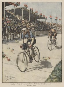A Tour of France versenyzőinek, Petit Breton győztes Párizsba érkezése