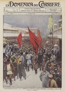 A nagy munkástüntetések, 100 000 munkás felvonulása Szentpéterváron egy emlékünnepségen? alkotó: Achille Beltrame