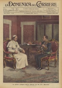 XI. Pius és Mussolini február 11-i történelmi beszélgetése alkotó: Achille Beltrame