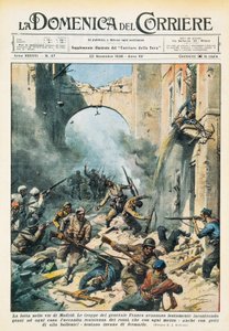 Közelharc Madrid utcáin a spanyol polgárháború idején, Achille Beltrame (1871-1945), a La Domenica del Corriere-ből, november 22. alkotó: Achille Beltrame