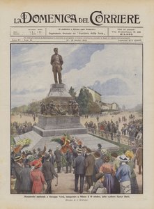 Giuseppe Verdi nemzeti emlékművét, amelyet október 10-én avatott fel Milánóban Enrico Butti szobrászművész.
