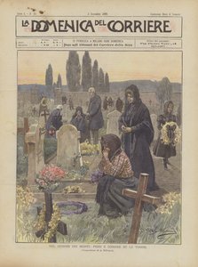 A halottak napján virágok és koszorúk a sírokon