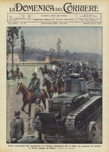 Vittorio Emanuele III születésnapjának évfordulóján a Duce áttekintette a római fegyveres erőket