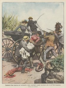 Egy fiatal hölgy elrablása, hogy férjhez kényszerítsék, fegyverrel és álarcos férfiakkal a Via di Torre Annunziatán