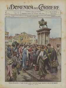 A velencei vízvezeték szakadása, az emberek rohannak ellátni magukat a kutakba és szökőkutakhoz importált vízzel