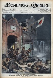 Második kínai-japán háború (1937-1945): összecsapások Sanghaj közelében. Illusztráció: Achille Beltrame a „La Domenica del Corriere”-ből, 1937.10.17. alkotó: Achille Beltrame