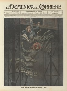 Két nő szörnyű lezuhanása a liftből Nápolyban alkotó: Achille Beltrame
