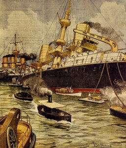 Az Andrea Doria csatahajó zátonyra futott Gallipoli közelében, Achille Beltrame (1871-1945), a La Domenica del Corriere-ből alkotó: Achille Beltrame