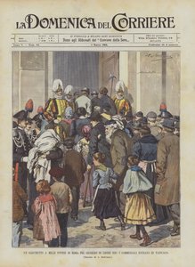 Bankett Róma szegényeinek ezreinek XIII. Leó jubileumára, a vendégek belépnek a Vatikánba