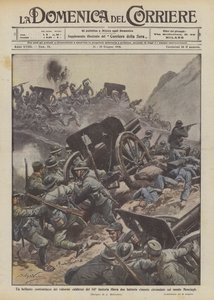 A 141. gyalogság bátor calabriai briliáns ellentámadása két megmaradt üteget megszabadít? alkotó: Achille Beltrame