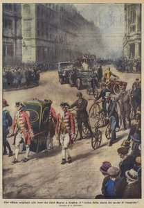 Eredeti felvonulás a Lord Mayor ünnepségen Londonban, a közlekedés történetének felvonulása alkotó: Achille Beltrame