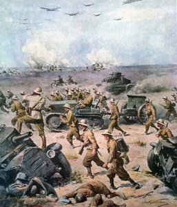 II. világháború – 1940-es észak-afrikai hadjárat – Az olasz invázió Aegyipt ellen, La Domenica del Corriere, szeptember 22. alkotó: Achille Beltrame