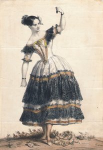 Fanny Elssler mint Florinda a La Cachucha balett táncában, a Le Diable lame, 1836 alkotó: Achille Devéria