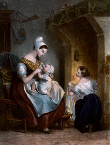 A dajka babát szoptat. Litográfia, 1850 körül