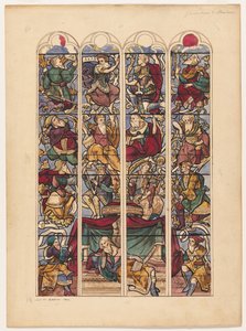 Tanulmány négy ólomüveg ablakhoz Généalogie dAbraham, 1844. alkotó: Achille Devéria