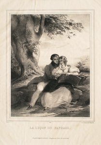 Tájképfestészeti lecke alkotó: Achille Devéria
