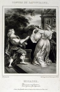 Illusztráció a „Nicaise”-ból La Fontaine meséiből alkotó: Achille Devéria