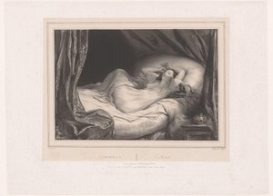Lány alszik az ágyon Sommeil / Sleep (cím a tárgyon) alkotó: Achille Devéria