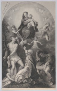 Szent Sebestyén Madonnája a Szűzanyával és a Gyermekével, angyalokkal körülvéve, d..., 1847. alkotó: Achille Désiré Lefèvre