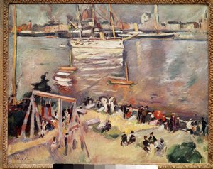 Belépés egy Corvette-be az antwerpeni kikötőben Othon Friesz festménye (1879-1949) 1906 Magángyűjtemény