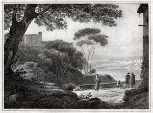 Albano-tó. (1820 körüli metszet)