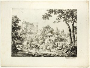 Táj a malom és a kastély alkotó: Achille Etna Michallon