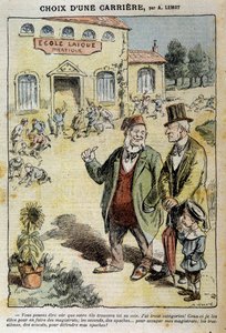 Pályaválasztás: Rajzfilm a Laique Iskoláról – Achile Lemot (1846-1909), a „Le Pelerin” című filmben, 1909.04.04. alkotó: Achille Lemot