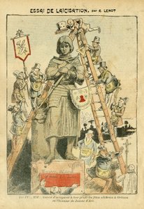 Illusztráció: Achille Lemot (1846-1909) a Le Pelerinben, 07.05. - Essai de laicisation - Antimakonizmus, szabadulás, valláshit, katolikus katolicizmus - Laicite Laiques - Joan of Arc - léptékváltás alkotó: Achille Lemot