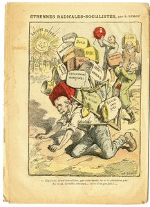 Illusztráció: Achille Lemot (1846-1909) a Le Pelerinben, 03.01.09 - Radikális-szocialista húrok - Radikalizmus, tanítás, valláshit, Marokkó, ateizmus, radikális és radikális-szocialista párt, katolikus katolicizmus - Laicisation - Clemence Laiauque Geo alkotó: Achille Lemot