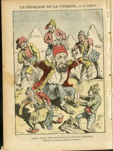 Illusztráció: Achille Lemot (1846-1909) Le Pelerinben, 2008.10.25 - Törökország elpusztulása - Törökország, Valláshit, Balkán, Bulgária, Bosznia-Hercegovina, Kréta, Katolikus Katolicizmus - II. Abdul-Hamid (1842-1918)