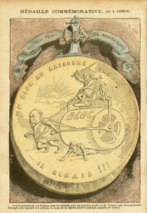 Illusztráció: Achille Lemot (1846-1909) Le Pelerinben, 2005. 02. 26. - Emlékérem - Antimakonizmus, szabadfogás, kártyatok, bal blokk - Combes Emile (1835-1921), Marianne - Rakott alkotó: Achille Lemot