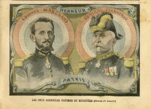 Illusztráció Achille Lemotról (1846-1909) Le Pelerinben, 2004.05.29 - A minisztérium utolsó két áldozata - Armee, Ministere de la guerre, Patriotisme - Laicite Laicite Világi törvények - Marchand Jean-Baptiste (1863-1924) , Generaux tábornok, Jeannerod Gas alkotó: Achille Lemot