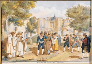 Boccia játszik a Santa Maria degli Angeliben Rómában, Achille Pinelli (1809-1841), Olaszország