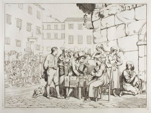 Az író a Piazza Montanarán alkotó: Achille Pinelli