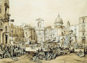 Porta Capuana Nápolyban, Achille Vianelli (1803-1894), szépia, 43x60,5 cm