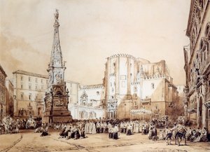 Felvonulás a nápolyi Piazza San Domenico Maggiore téren
