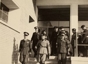 A Mauro Toschi fu Ulisse cég által épített "Fausto Pesci" királyi repülőtér Bolognában épületeinek felavatása Benito Mussolini herceg jelenlétében, 1936.10.24. (f/w fotó)