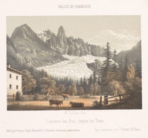 Kilátás Chamonix-ra és a Mont Blanc-ra északról Chamonix és Mont Blanc. Côte du Nord (cím a tárgyon) Chamonix-Mont-Blanc emléke (sorozat címe) Museum du Mont Blanc (sorozat címe)