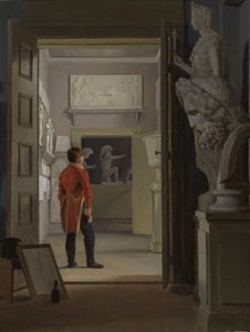 A koppenhágai Charlottenborg palota Régiségek csarnoka, 1830. alkotó: Adam August Müller