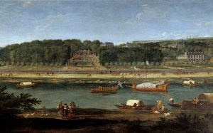 Kilátás Saint Cloud kastélyára a Szajna-parti királyi galériával Adam Van der Meulen (1632-1660) festménye alkotó: Adam Frans van der Meulen