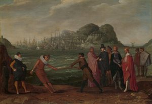 Harc az aranybotért (a világ uralma) A hollandok győzelmének allegóriája a spanyol flotta felett Gibraltárban, 1607. április 25. alkotó: Adam Willaerts