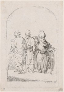 Négy álló férfiból álló csoport keleti viseletben, 1795.