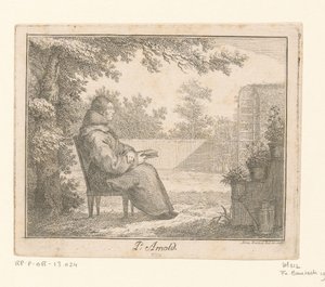 Arnoldus a Sancta Clara portréja könyvvel a kertben P. Arnold (cím a tárgyon) alkotó: Adam von Bartsch