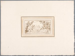 Folyói táj egy erőd falával Nyomatok Guercino rajzai nyomán, a bécsi Hofbibliothekben (sorozat címe) Recueil d