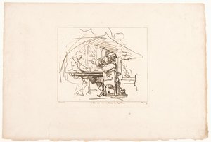 Két férfi egy asztalnál, egyikük egy kancsóval Hat nyomat Rembrandt rajzai után, a bécsi Hofbibliothekben (sorozat címe) Six estamppes gravées d