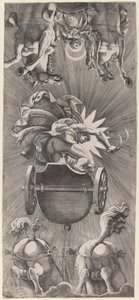 A naplemente Apollón és Diana szekereivel alkotó: Adamo Scultori after Giulio Romano