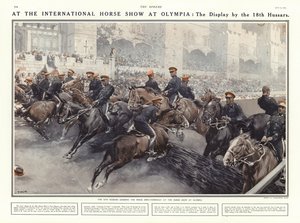 A 18. huszárezred bemutatója a londoni Olympia Nemzetközi Lovas Kiállításon, London, 1914. alkotó: Addison Thomas Millar