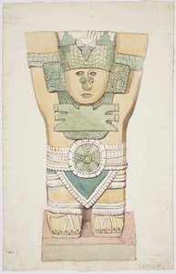 Caryatid III, külső kamra, Jaguárok felső temploma (A templom), Chichen Itza, Mexikó (akvarell) alkotó: Adela Breton