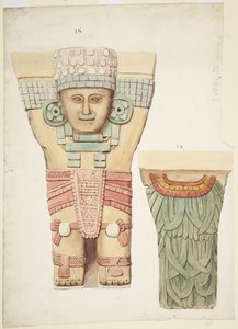 Caryatid IX, elöl- és hátulnézettel (hátulnézet kisebb léptékben) (akvarell) alkotó: Adela Breton