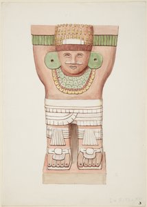 Caryatid a külső kamrából, A-templom, labdapálya-templom, Chichen Itza, Mexikó alkotó: Adela Breton